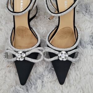MACH & MACH Black Crystal Bow Pointed Toe Heels